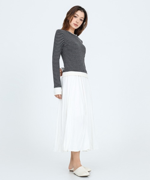SUWDEE(スーディー)の「layered style border long sleeve tops(Tシャツ/カットソー・レディース・イエロー/ダークグレー/ホワイト・FREE)」の4枚目の写真