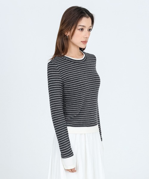 SUWDEE(スーディー)の「layered style border long sleeve tops(Tシャツ/カットソー・レディース・イエロー/ダークグレー/ホワイト・FREE)」の5枚目の写真