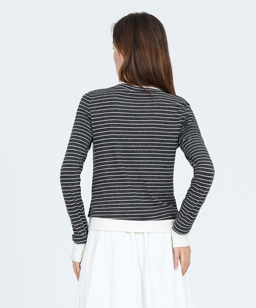 SUWDEE(スーディー)の「layered style border long sleeve tops(Tシャツ/カットソー・レディース・イエロー/ダークグレー/ホワイト・FREE)」の6枚目の写真