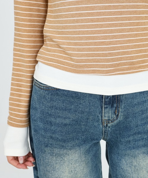 SUWDEE(スーディー)の「layered style border long sleeve tops(Tシャツ/カットソー・レディース・イエロー/ダークグレー/ホワイト・FREE)」の13枚目の写真