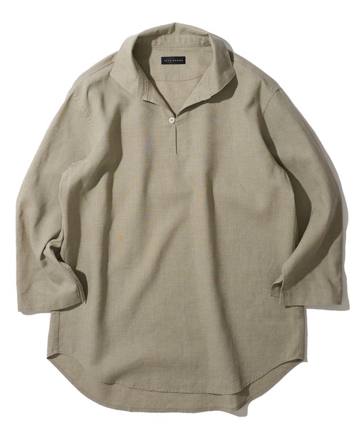 TETE HOMME（テットオム）の「展開店舗限定 ハードマンリネン / Herdmans Linen 7分袖カプリシャツ / スキッパーシャツ（シャツ/ブラウス・メンズ・ダークネイビー/カーキ/ホワイト/ブラック/ネイビー/ベージュ/ブルー・LARGE/MEDIUM/X-LARGE）」の15枚目の写真