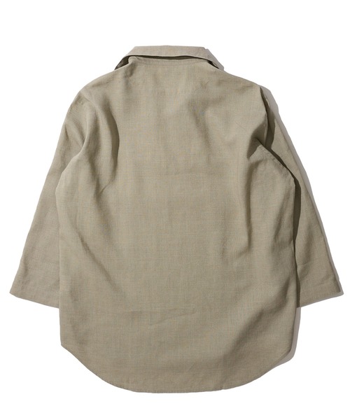 TETE HOMME（テットオム）の「展開店舗限定 ハードマンリネン / Herdmans Linen 7分袖カプリシャツ / スキッパーシャツ（シャツ/ブラウス・メンズ・ダークネイビー/カーキ/ホワイト/ブラック/ネイビー/ベージュ/ブルー・LARGE/MEDIUM/X-LARGE）」の16枚目の写真