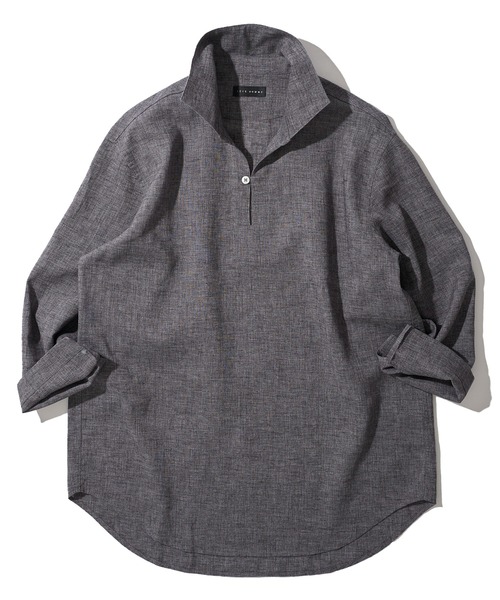 TETE HOMME（テットオム）の「展開店舗限定 ハードマンリネン / Herdmans Linen 7分袖カプリシャツ / スキッパーシャツ（シャツ/ブラウス・メンズ・ダークネイビー/カーキ/ホワイト/ブラック/ネイビー/ベージュ/ブルー・LARGE/MEDIUM/X-LARGE）」の11枚目の写真