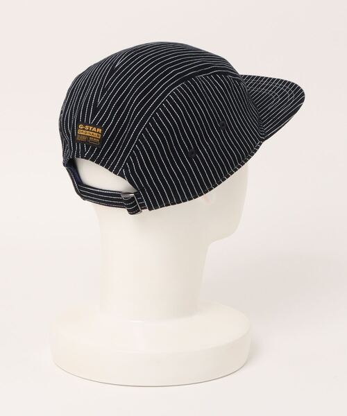 G-STAR（ジースター）の「FLAT BRIM 5 PANEL CAP/ロゴフラットブリム5パネルストライプデニムキャップ（キャップ・メンズ・ダークインディゴブルー・ONE SIZE）」の3枚目の写真