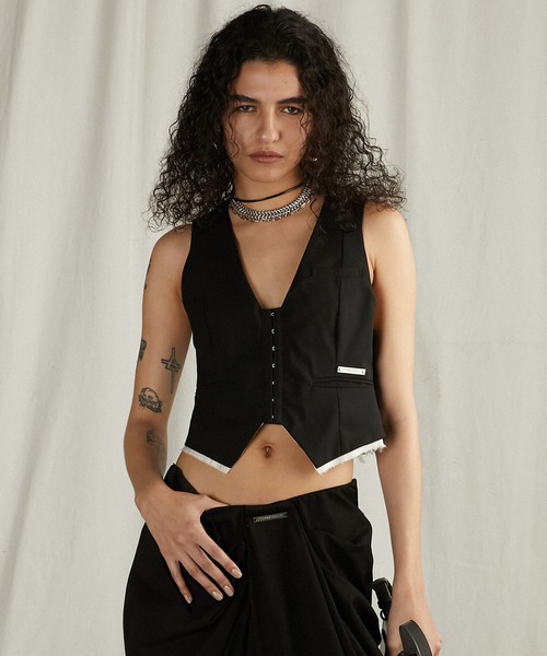 PRANK PROJECT(プランクプロジェクト)の「スーチングタイニーベスト / Suiting Tiny Vest(ベスト・レディース・グレー/ブラック・FREE)」の16枚目の写真