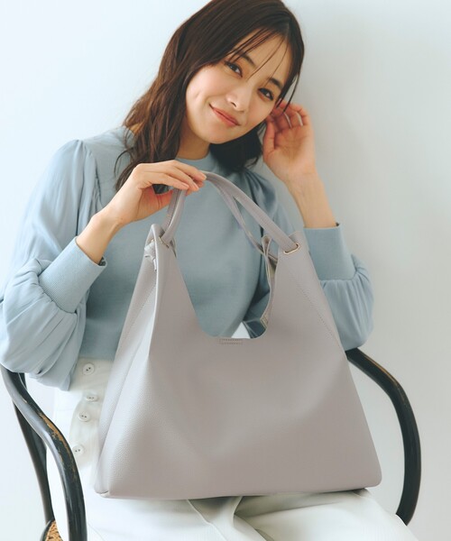 grove(グローブ)の「◆タックハンドルトート(トートバッグ・レディース・サックスブルー/ブラック/アイボリー/グレー系その他5・00)」の4枚目の写真