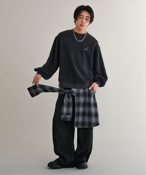 オーバーダイフラワー刺繍プルオーバー/SET UP対応(スウェット)|Ellno Loset(エルノロゼット) オーバーダイフラワー刺繍プルオーバー/SET UP対応(スウェット)|Ellno Loset(エルノロゼット)