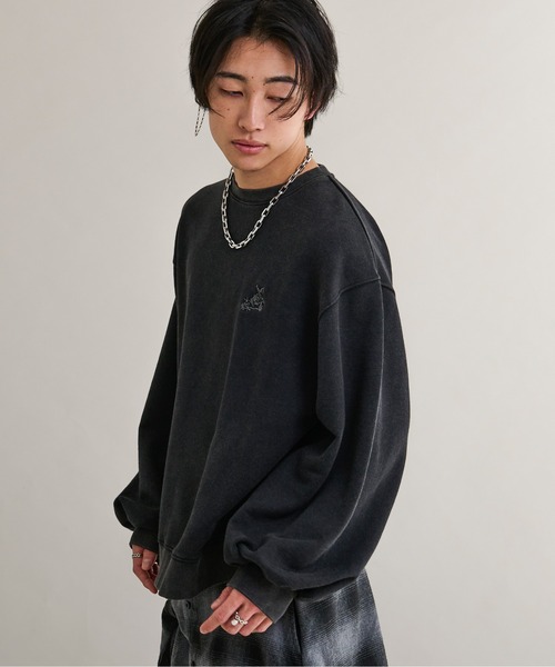 セール】オーバーダイフラワー刺繍プルオーバー/SET UP対応