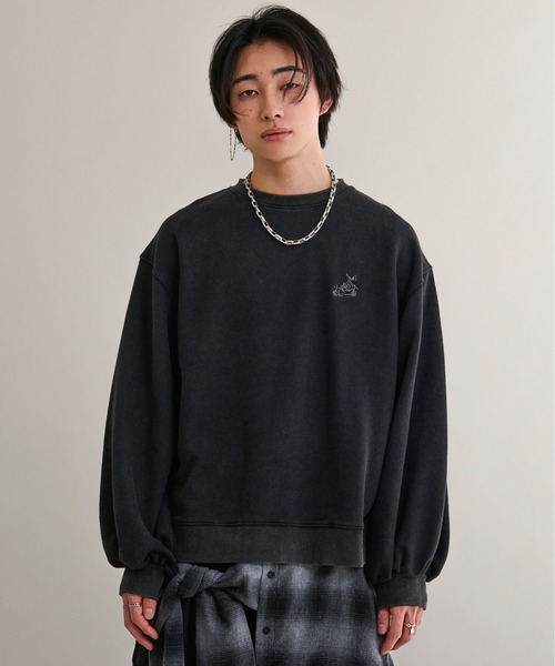 オーバーダイフラワー刺繍プルオーバー/SET UP対応(スウェット)|Ellno Loset(エルノロゼット) オーバーダイフラワー刺繍プルオーバー/SET UP対応(スウェット)|Ellno Loset(エルノロゼット)