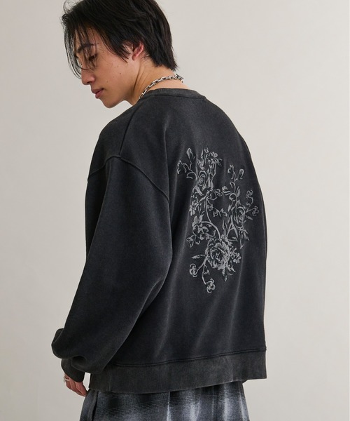 オーバーダイフラワー刺繍プルオーバー/SET UP対応(スウェット)|Ellno Loset(エルノロゼット) オーバーダイフラワー刺繍プルオーバー/SET UP対応(スウェット)|Ellno Loset(エルノロゼット)