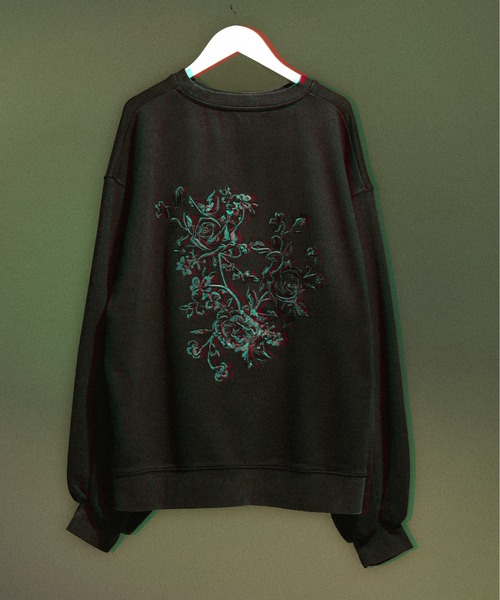 オーバーダイフラワー刺繍プルオーバー/SET UP対応(スウェット)|Ellno Loset(エルノロゼット) オーバーダイフラワー刺繍プルオーバー/SET UP対応(スウェット)|Ellno Loset(エルノロゼット)