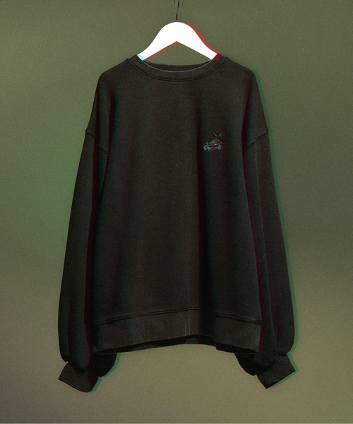 オーバーダイフラワー刺繍プルオーバー/SET UP対応(スウェット)|Ellno Loset(エルノロゼット) オーバーダイフラワー刺繍プルオーバー/SET UP対応(スウェット)|Ellno Loset(エルノロゼット)