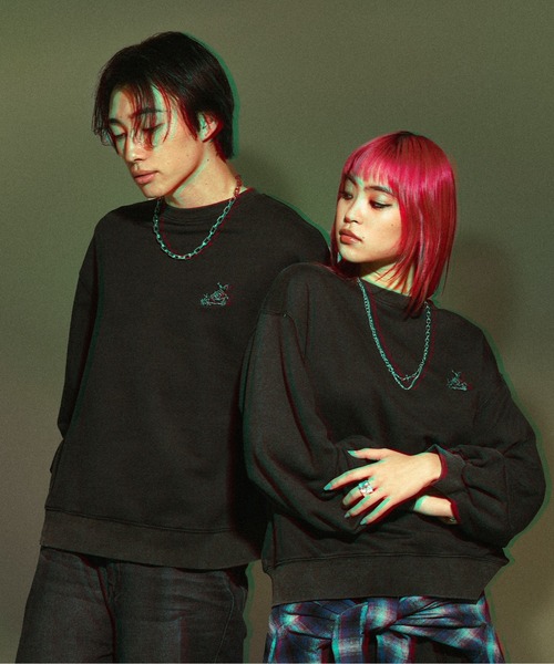 オーバーダイフラワー刺繍プルオーバー/SET UP対応(スウェット)|Ellno Loset(エルノロゼット) オーバーダイフラワー刺繍プルオーバー/SET UP対応(スウェット)|Ellno Loset(エルノロゼット)