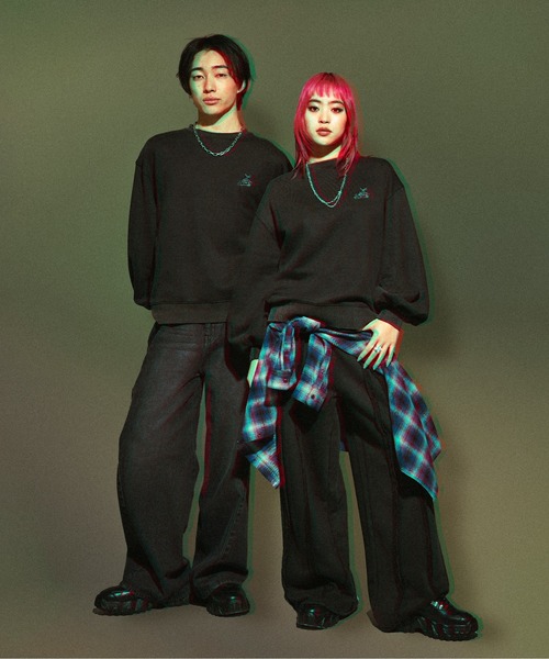 オーバーダイフラワー刺繍プルオーバー/SET UP対応(スウェット)|Ellno Loset(エルノロゼット) オーバーダイフラワー刺繍プルオーバー/SET UP対応(スウェット)|Ellno Loset(エルノロゼット)