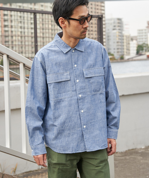 VENCEEXCHANGE（ヴァンスエクスチェンジ）の「シャンブレーオーバーシャツ（シャツ/ブラウス・メンズ・ブルー/ブラック/アイボリー・L/M）」の3枚目の写真