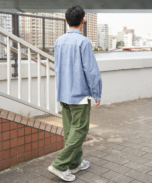 VENCEEXCHANGE（ヴァンスエクスチェンジ）の「シャンブレーオーバーシャツ（シャツ/ブラウス・メンズ・ブルー/ブラック/アイボリー・L/M）」の4枚目の写真