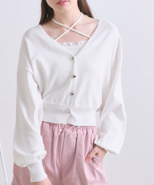 OLIVE des OLIVE(オリーブデオリーブ)の「クロスリボン付シャーリングキャミ(キャミソール・レディース・ホワイト/ブラック/ピンク/その他/その他1・FREE)」の12枚目の写真