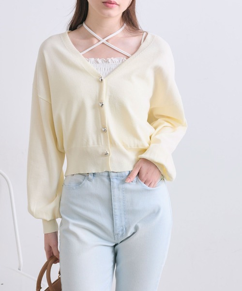 OLIVE des OLIVE(オリーブデオリーブ)の「クロスリボン付シャーリングキャミ(キャミソール・レディース・ホワイト/ブラック/ピンク/その他/その他1・FREE)」の14枚目の写真