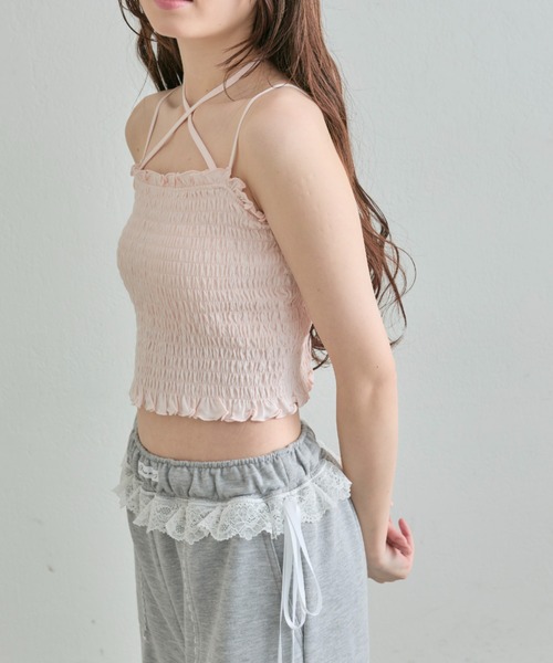 OLIVE des OLIVE(オリーブデオリーブ)の「クロスリボン付シャーリングキャミ(キャミソール・レディース・ホワイト/ブラック/ピンク/その他/その他1・FREE)」の21枚目の写真