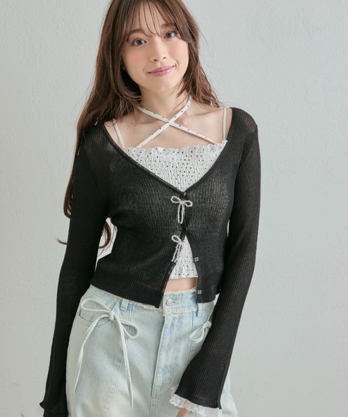 OLIVE des OLIVE(オリーブデオリーブ)の「クロスリボン付シャーリングキャミ(キャミソール・レディース・ホワイト/ブラック/ピンク/その他/その他1・FREE)」の17枚目の写真