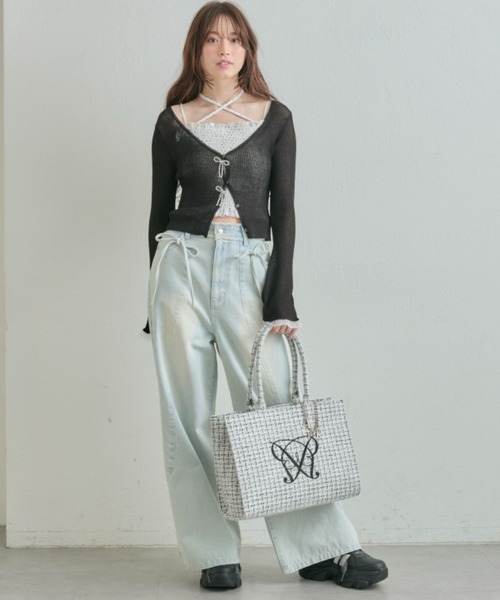 OLIVE des OLIVE(オリーブデオリーブ)の「クロスリボン付シャーリングキャミ(キャミソール・レディース・ホワイト/ブラック/ピンク/その他/その他1・FREE)」の18枚目の写真