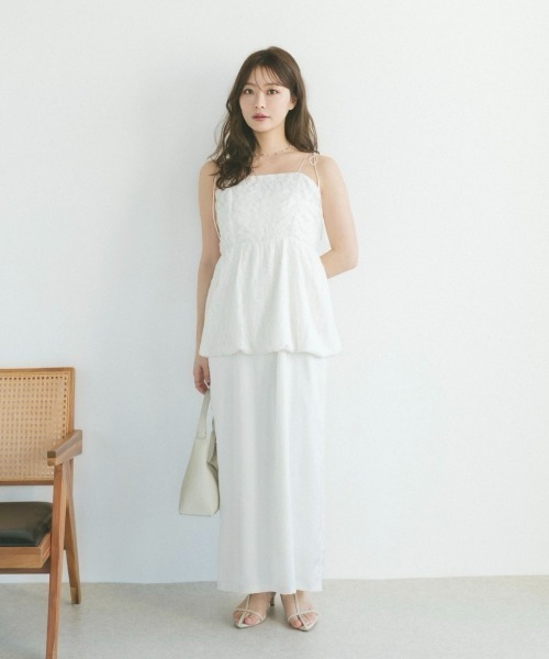 ECREL（エクレール）の「ラメレースレイヤードキャミワンピース（ワンピース・レディース・ホワイト/ブラック・FREE）」の8枚目の写真