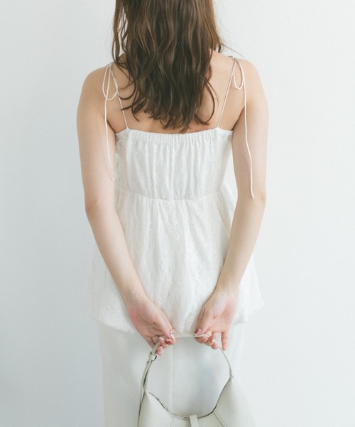 ECREL（エクレール）の「ラメレースレイヤードキャミワンピース（ワンピース・レディース・ホワイト/ブラック・FREE）」の13枚目の写真