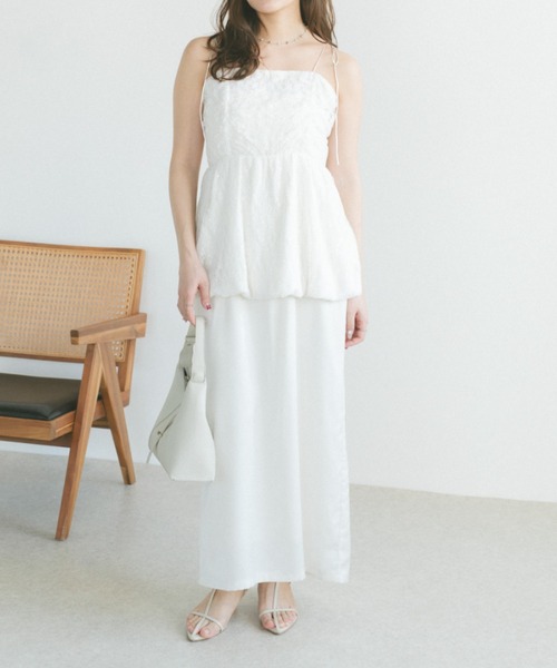 ECREL（エクレール）の「ラメレースレイヤードキャミワンピース（ワンピース・レディース・ホワイト/ブラック・FREE）」の14枚目の写真