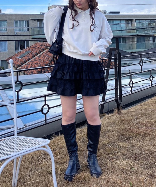 AS KNOW AS plus(アズノゥアズプラス)の「●衿ライン ワンポイントロゴ刺繍 ロングスリーブポロシャツ(ポロシャツ・レディース・グレー系/グリーン系/アイボリー系・FREE)」の7枚目の写真