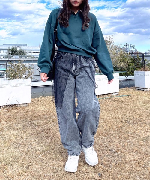 AS KNOW AS plus(アズノゥアズプラス)の「●衿ライン ワンポイントロゴ刺繍 ロングスリーブポロシャツ(ポロシャツ・レディース・グレー系/グリーン系/アイボリー系・FREE)」の13枚目の写真