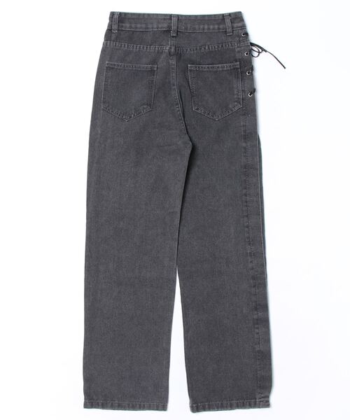 セール】【Mayree】サイド 編み上げ デザイン リボン デニムパンツ