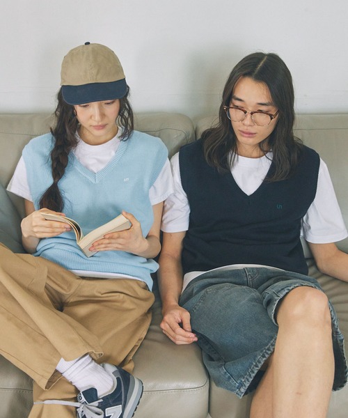 Unblend(アンブレンド)の「【Unblend】ワンポイントロゴ刺繍 サマーニットベスト(ベスト・レディース・オレンジ/ネイビー/ライトブルー・FREE)」の14枚目の写真