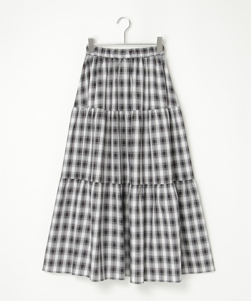 【試着のみ】日本製★NINE フード付き チェックコート ROOP TOKYO スカート Check skirt with waist-wrap style design