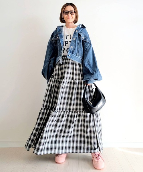 notch.(ノッチ)の「【 notch. by yui 】チェックティアードスカート(スカート・レディース・ブルー/グリーン/ブラック・TM/M)」の5枚目の写真