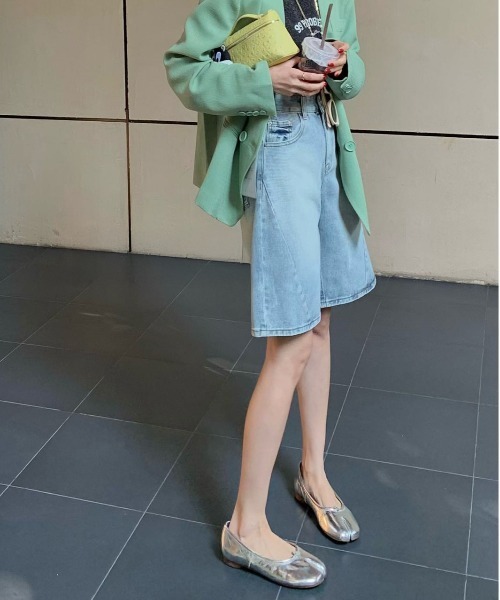 FINEnough（ファインナフ）の「バギーデニムハーフパンツ（デニムパンツ・レディース・ブラック/サックスブルー/ブルー・M/L）」の15枚目の写真