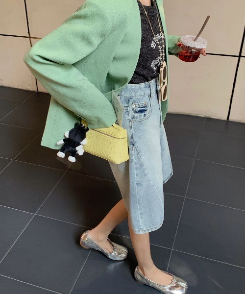 FINEnough（ファインナフ）の「バギーデニムハーフパンツ（デニムパンツ・レディース・ブラック/サックスブルー/ブルー・M/L）」の11枚目の写真