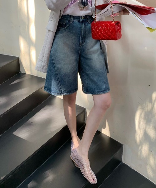 FINEnough（ファインナフ）の「バギーデニムハーフパンツ（デニムパンツ・レディース・ブラック/サックスブルー/ブルー・M/L）」の22枚目の写真