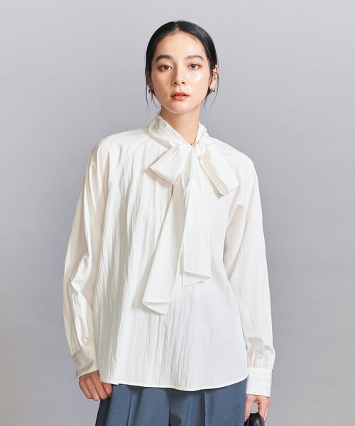 BEAUTY&YOUTH UNITED ARROWS（ビューティーアンドユースユナイテッドアローズ）の「【WEB限定 Wardrobe DAILY MINIMAL】リボンタイブラウス -2WAY/ウォッシャブル-（シャツ/ブラウス・レディース・ホワイト/ベージュ/ダークグレー・FREE）」の9枚目の写真