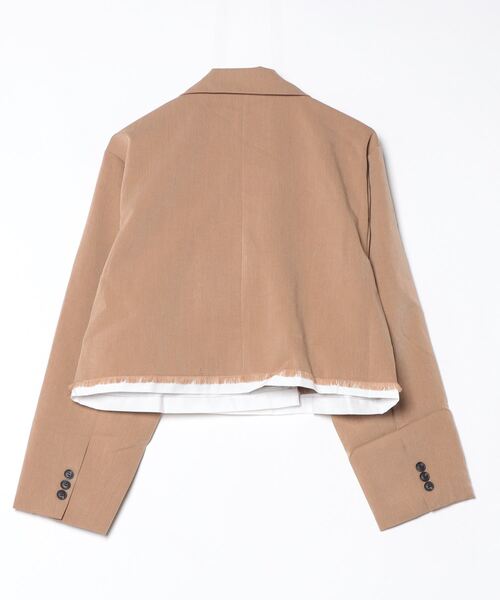 Per sist ence（パーシエンス）の「TRツイルショートパイピングジャケット  セットアップ対応／ショート丈／テーラードジャケット（テーラードジャケット・レディース・チャコールグレー/ライトグレー/ブラック/キャメル・FREE）」の5枚目の写真