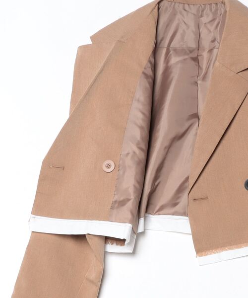 Per sist ence（パーシエンス）の「TRツイルショートパイピングジャケット  セットアップ対応／ショート丈／テーラードジャケット（テーラードジャケット・レディース・チャコールグレー/ライトグレー/ブラック/キャメル・FREE）」の6枚目の写真