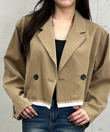 Per sist ence（パーシエンス）の「TRツイルショートパイピングジャケット  セットアップ対応／ショート丈／テーラードジャケット（テーラードジャケット）」