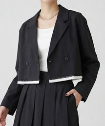 Per sist ence（パーシエンス）の「TRツイルショートパイピングジャケット  セットアップ対応／ショート丈／テーラードジャケット（テーラードジャケット）」