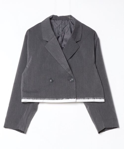 Per sist ence（パーシエンス）の「TRツイルショートパイピングジャケット  セットアップ対応／ショート丈／テーラードジャケット（テーラードジャケット・レディース・チャコールグレー/ライトグレー/ブラック/キャメル・FREE）」の7枚目の写真