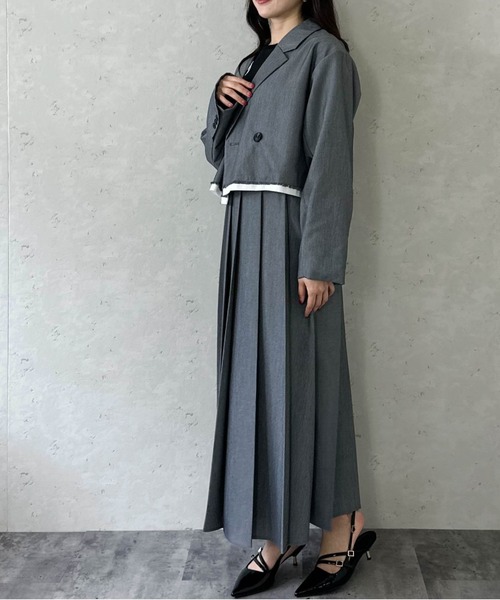 Per sist ence（パーシエンス）の「TRツイルショートパイピングジャケット  セットアップ対応／ショート丈／テーラードジャケット（テーラードジャケット・レディース・チャコールグレー/ライトグレー/ブラック/キャメル・FREE）」の16枚目の写真