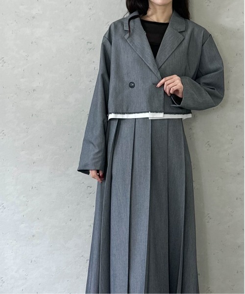 Per sist ence（パーシエンス）の「TRツイルショートパイピングジャケット  セットアップ対応／ショート丈／テーラードジャケット（テーラードジャケット・レディース・チャコールグレー/ライトグレー/ブラック/キャメル・FREE）」の13枚目の写真