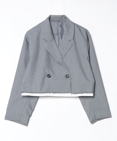 Per sist ence（パーシエンス）の「TRツイルショートパイピングジャケット  セットアップ対応／ショート丈／テーラードジャケット（テーラードジャケット・レディース・チャコールグレー/ライトグレー/ブラック/キャメル・FREE）」の22枚目の写真