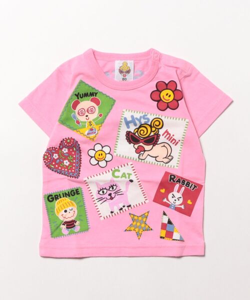 HYSTERIC MINI(ヒステリックミニ)の「SCRAP PATCHWORK ALLTOGETHER 半袖Tシャツ(Tシャツ/カットソー・キッズ・ホワイト/ピンク・80/90)」の2枚目の写真