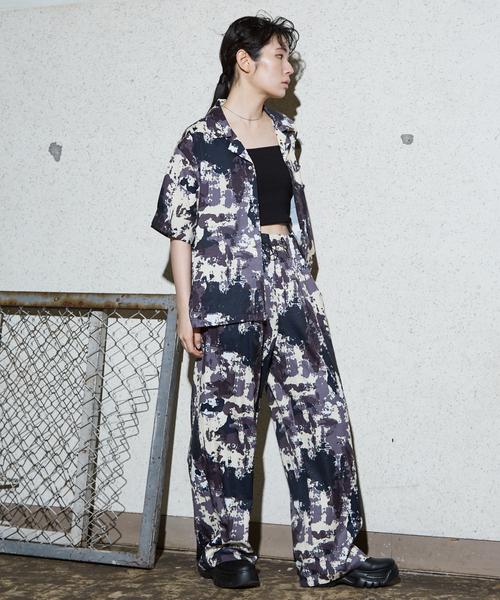 NOMINE(ノミネ)の「【セットアップ着用可】スプラッシュプリント 開襟 シャツ(シャツ/ブラウス・レディース・チャコールグレー/アイボリー/パープル・フリー)」の20枚目の写真