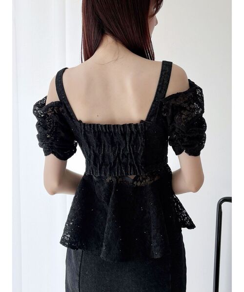 レースレイヤードデニムトップス【セットアップ着用可】（シャツ  