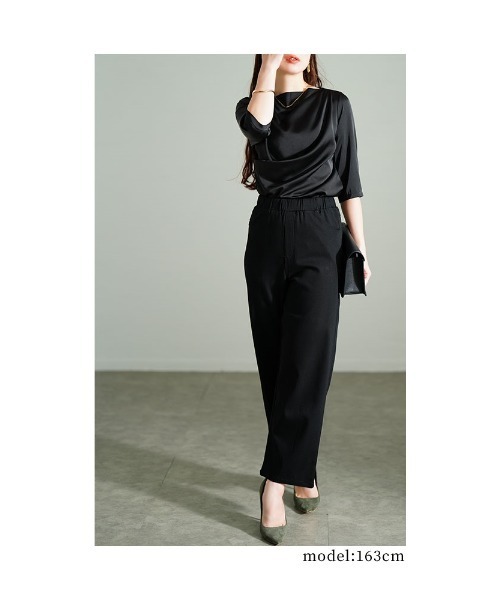 Sawa a la mode（サワアラモード）の「ドレープサテンカットソー（Tシャツ/カットソー・レディース・ブラック/ブラウン/ベージュ・FREE）」の22枚目の写真